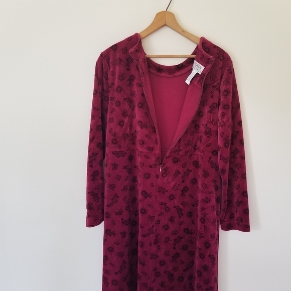 Vintage Talbots Petite Velvet Floral Midi Long Sleeve Dress Size PM - Picture 10 of 10